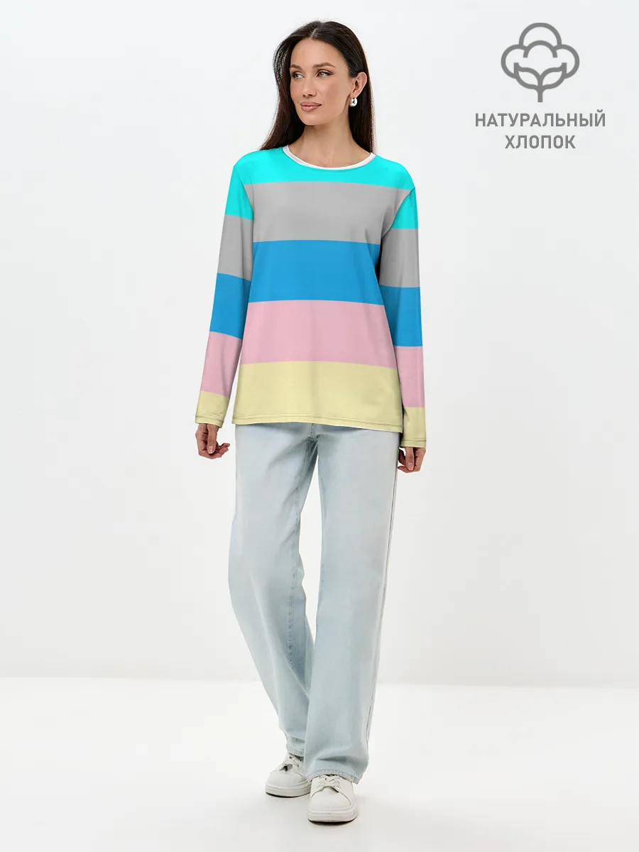 Лонгслив женский. Хлопок / Флаг аниме