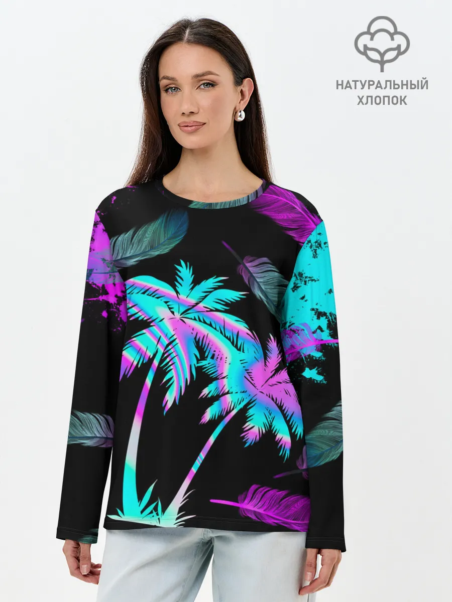 Лонгслив женский. Хлопок / Неоновое лето