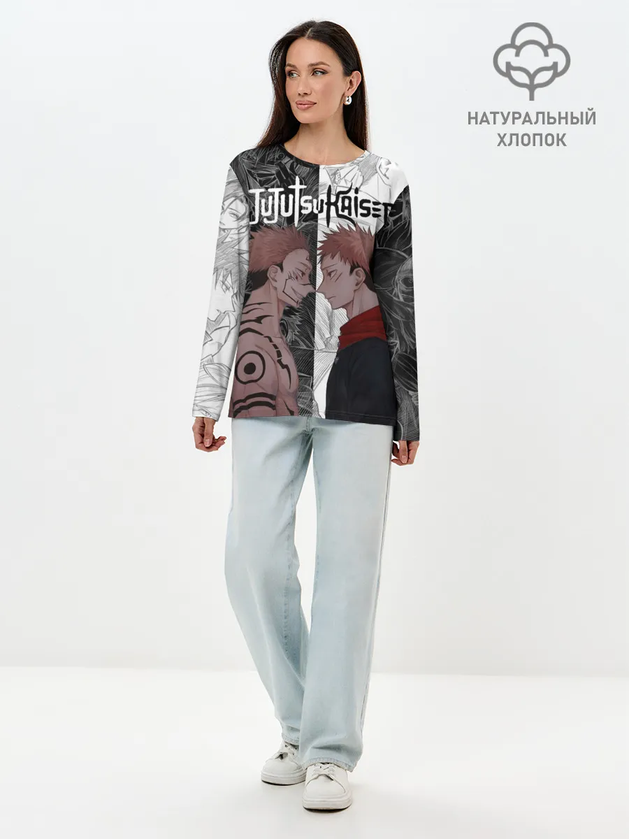 Лонгслив женский. Хлопок / Jujutsu Kaisen Сукуна х Юдзи