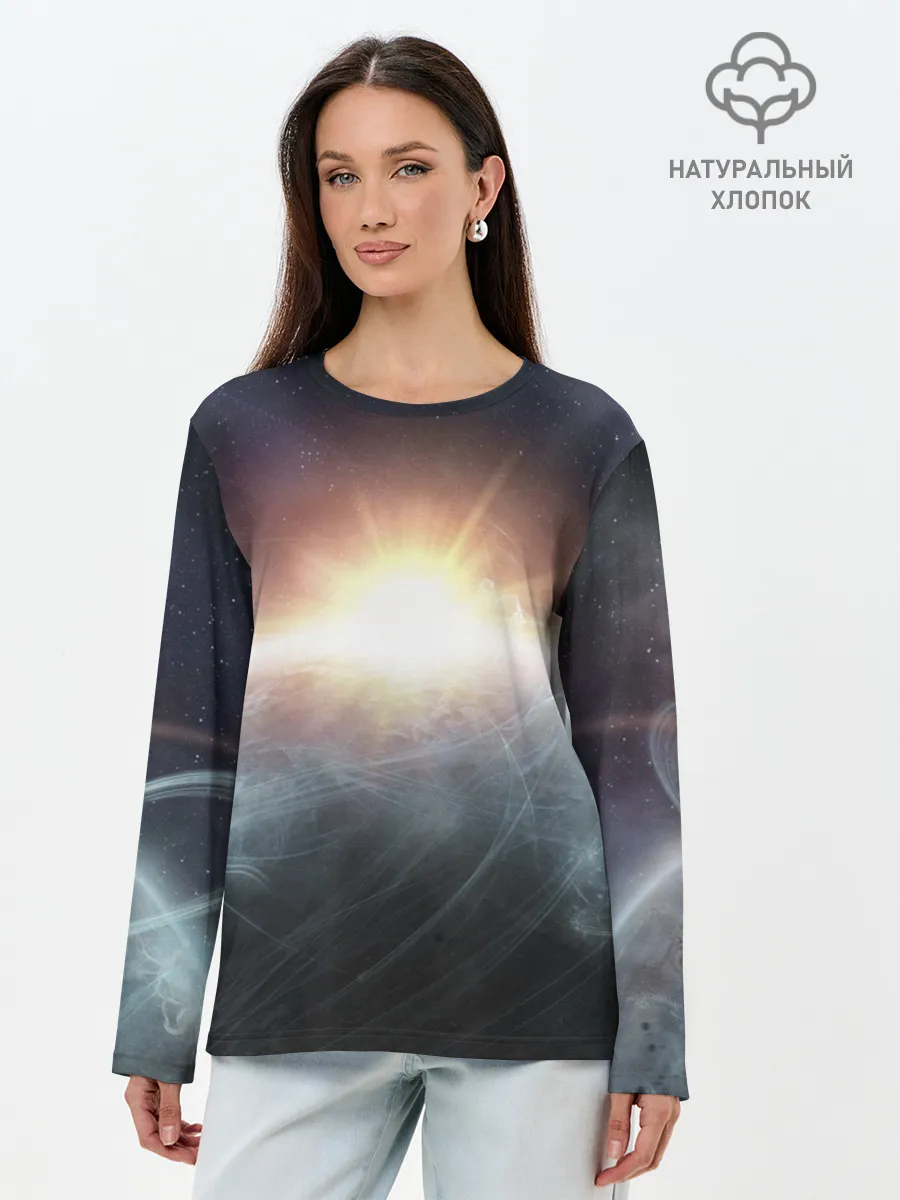 Лонгслив женский. Хлопок / Космос