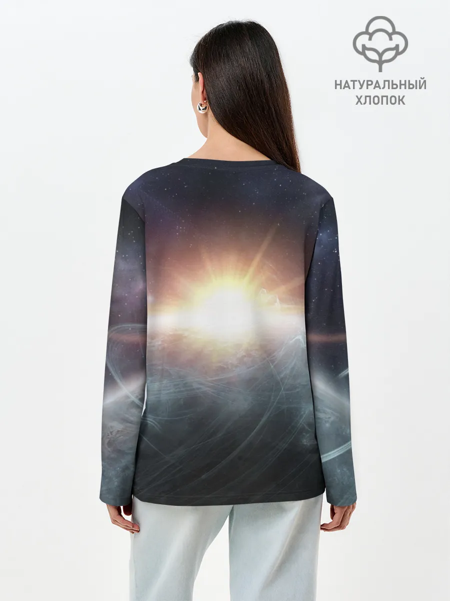 Лонгслив женский. Хлопок / Космос
