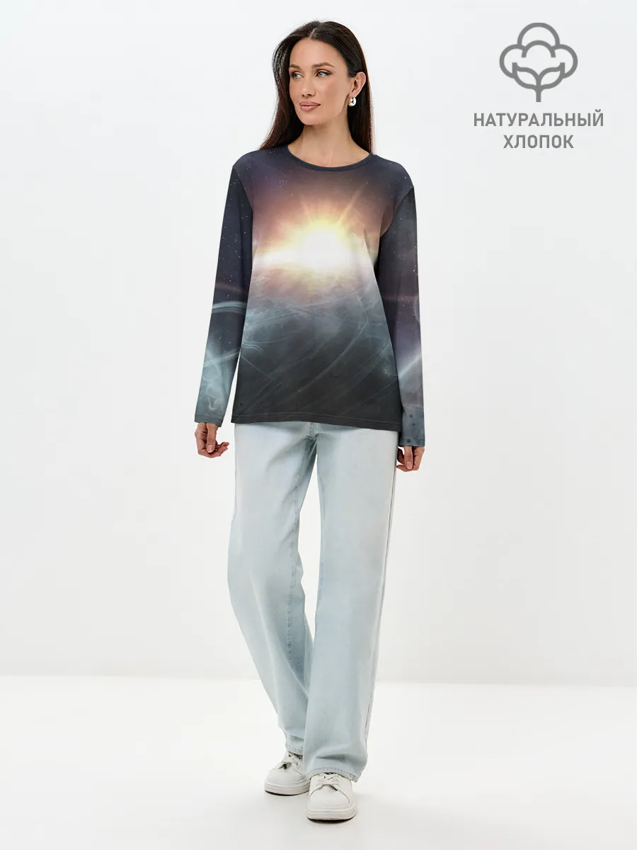 Лонгслив женский. Хлопок / Космос