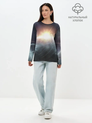 Лонгслив женский. Хлопок / Космос