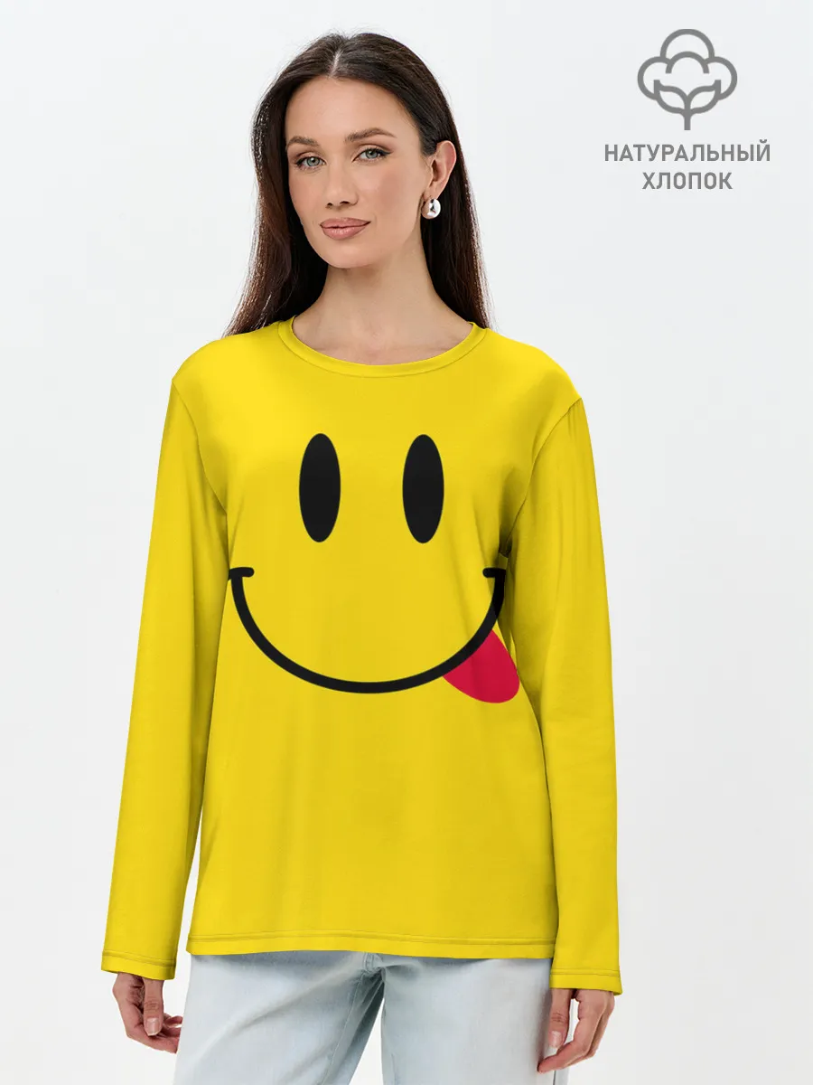 Лонгслив женский. Хлопок / Смайлик