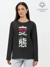Лонгслив женский. Хлопок / Цветок в иероглифах