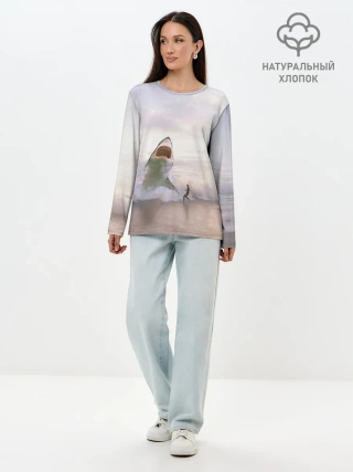 Лонгслив женский. Хлопок / Мегалодон