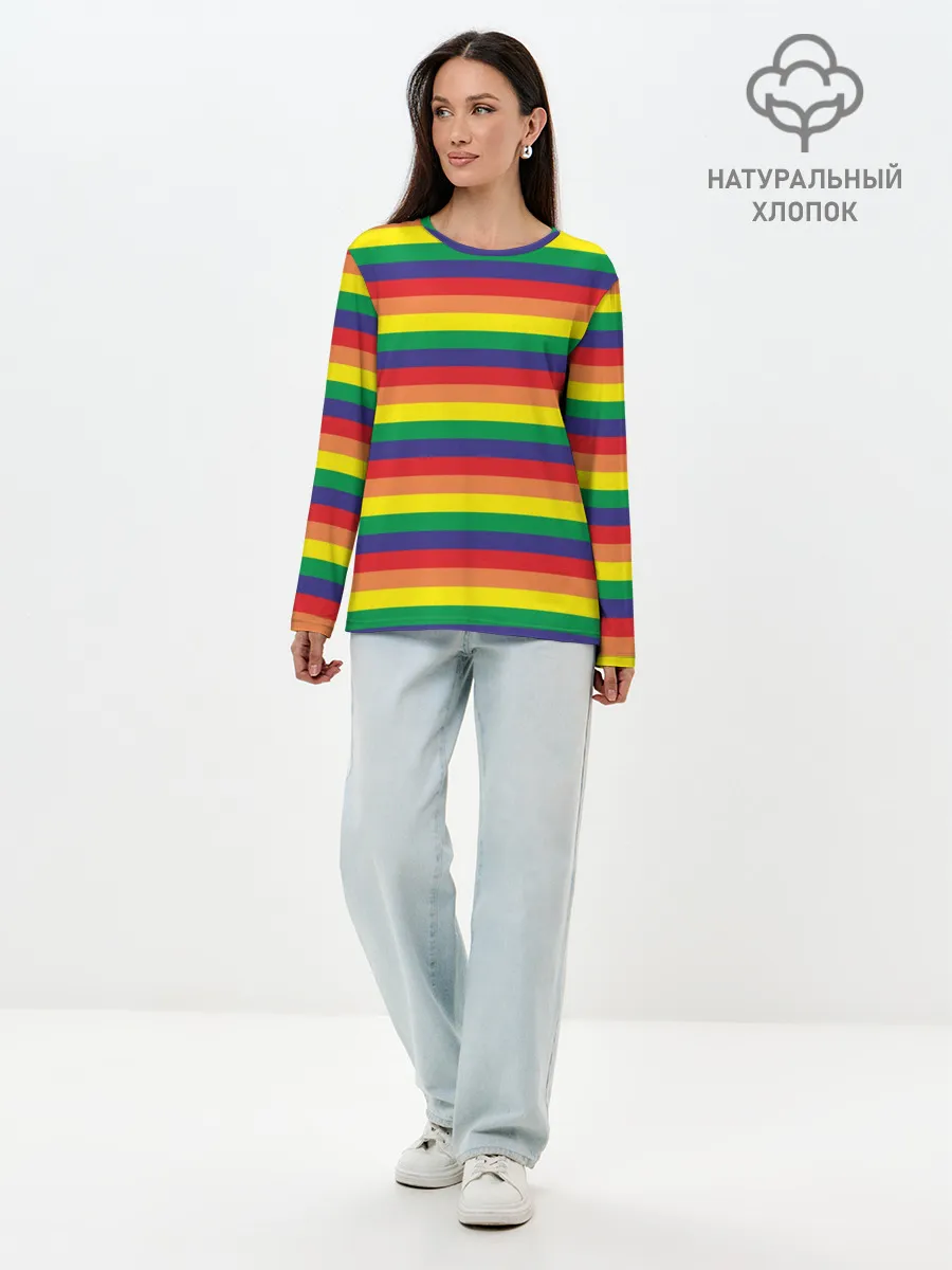Лонгслив женский. Хлопок / Радуга