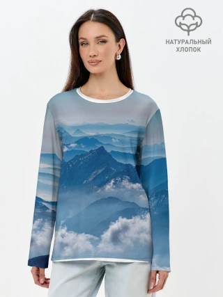 Лонгслив женский. Хлопок / Горы