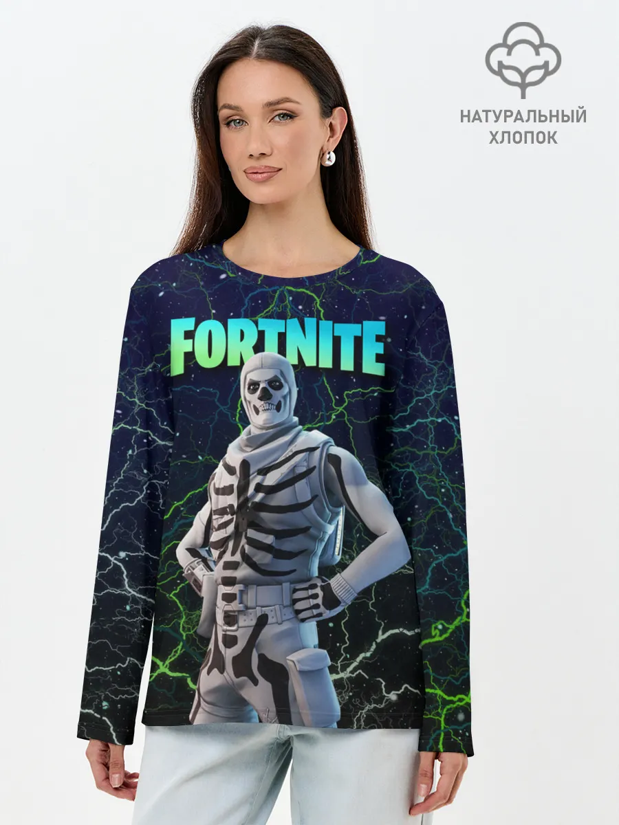 Лонгслив женский. Хлопок / Fortnite Skull Trooper
