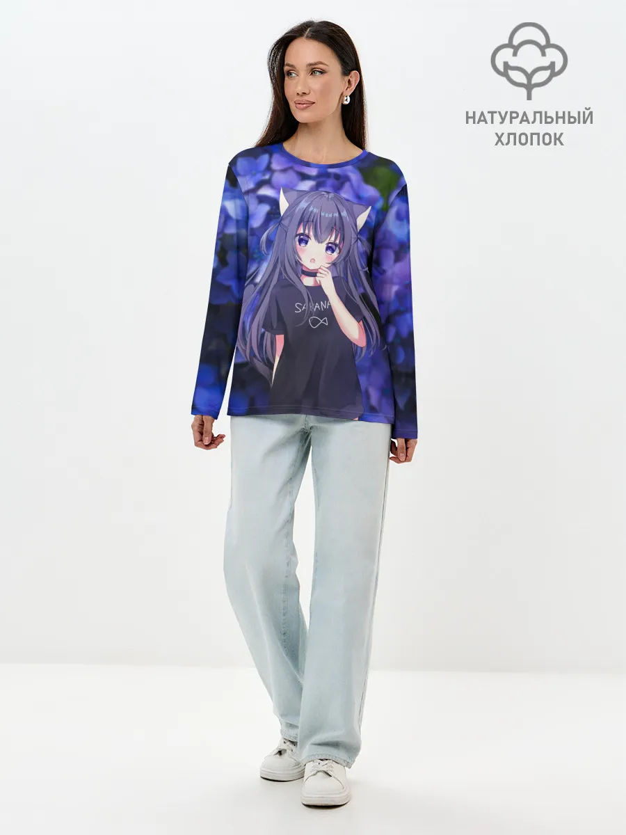 Лонгслив женский. Хлопок / Неко