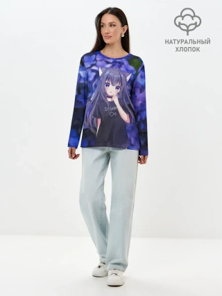 Лонгслив женский. Хлопок / Неко