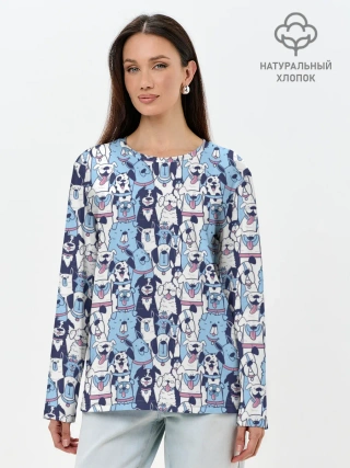 Лонгслив женский. Хлопок / МИЛЫЕ ПЕСИКИ