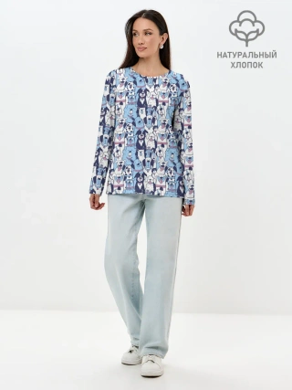 Лонгслив женский. Хлопок / МИЛЫЕ ПЕСИКИ