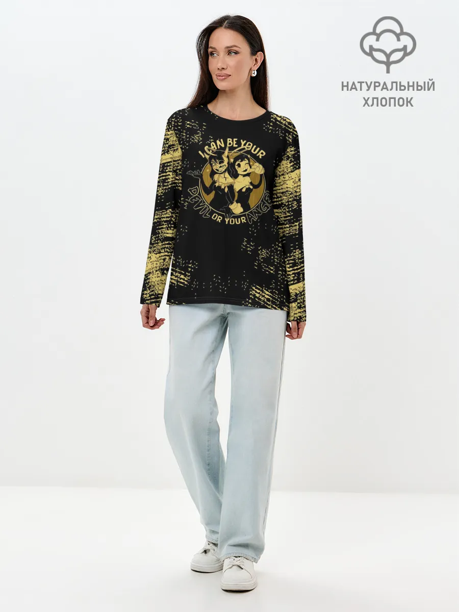 Лонгслив женский. Хлопок / Bendy And The Ink Machine