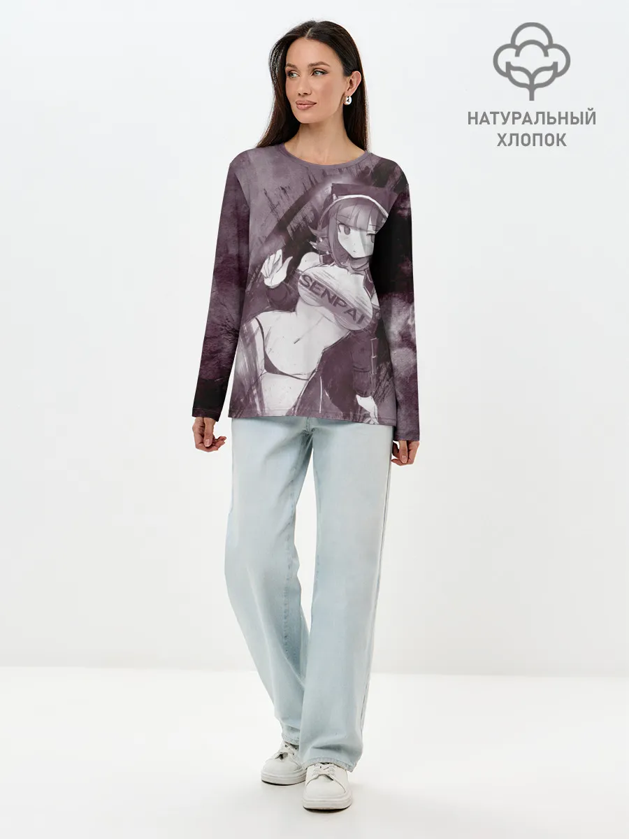 Лонгслив женский. Хлопок / Danganronpa акварель