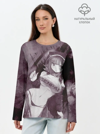 Лонгслив женский. Хлопок / Danganronpa акварель