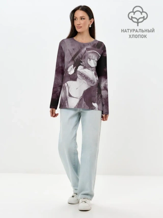 Лонгслив женский. Хлопок / Danganronpa акварель