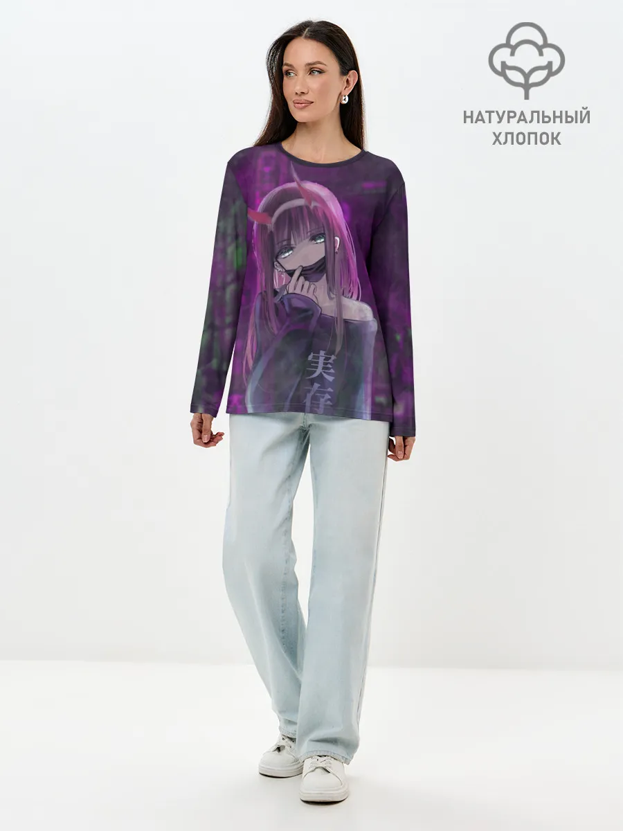 Лонгслив женский. Хлопок / Zero Two in mask