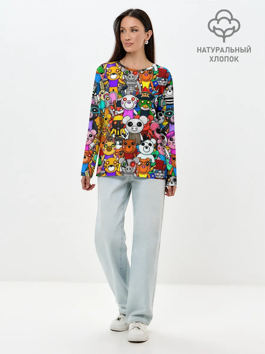 Лонгслив женский. Хлопок / ROBLOX PIGGY