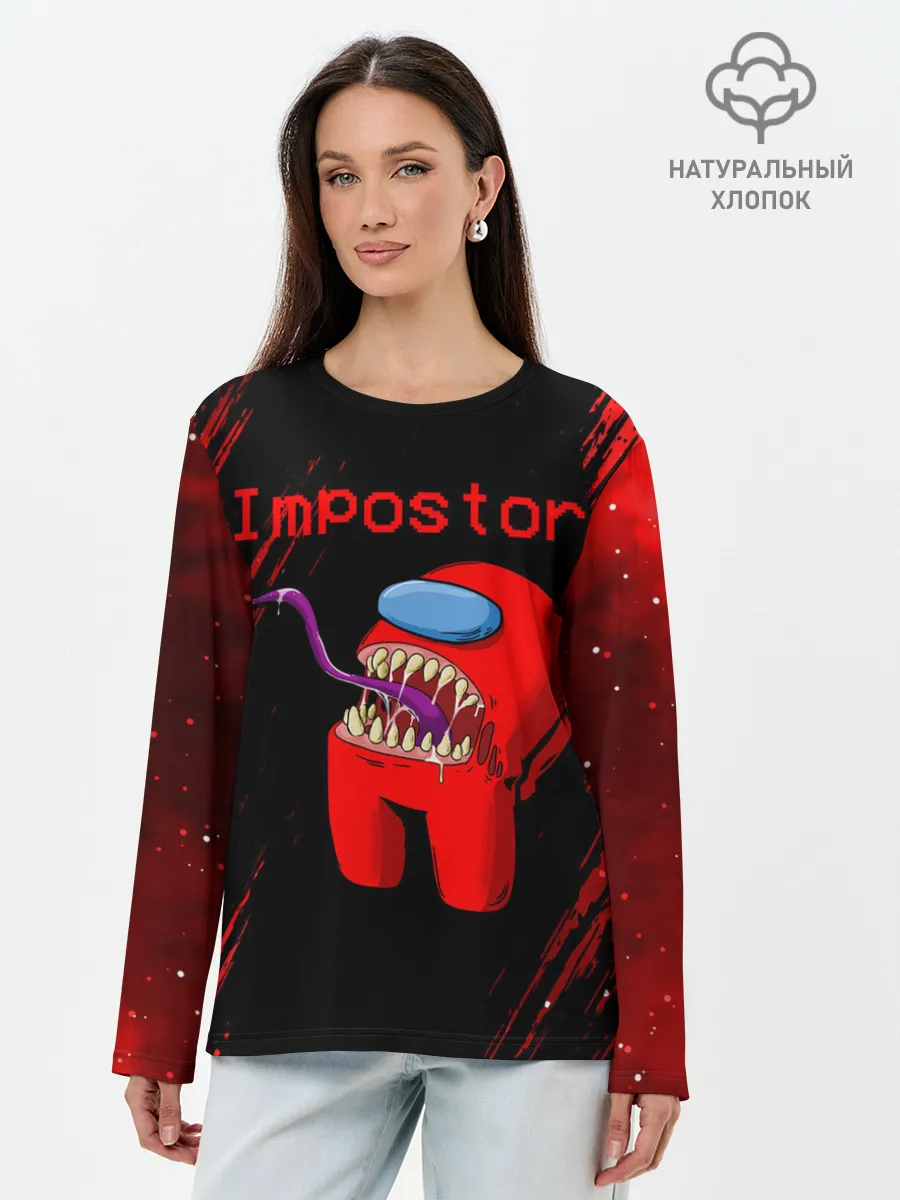 Лонгслив женский. Хлопок / AMONG US - IMPOSTOR