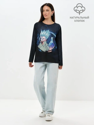 Лонгслив женский. Хлопок / Сэнку Исигами с колбой