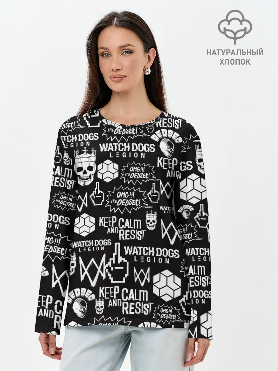 Лонгслив женский. Хлопок / WATCH DOGS LEGION