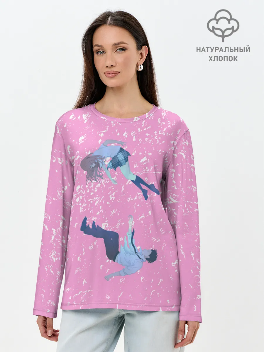 Лонгслив женский. Хлопок / Нисимия и Ишида парят в воздухе