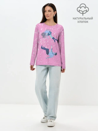 Лонгслив женский. Хлопок / Нисимия и Ишида парят в воздухе