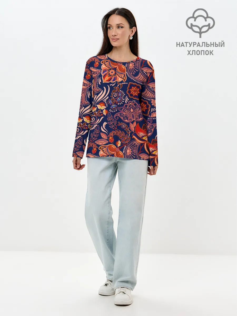 Лонгслив женский. Хлопок / Ornament-$