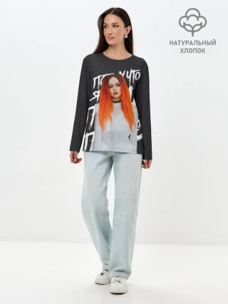 Лонгслив женский. Хлопок / Гранж