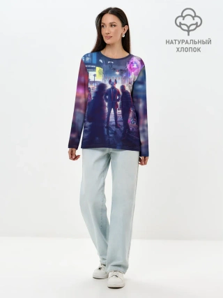 Лонгслив женский. Хлопок / Маска Watch dogs