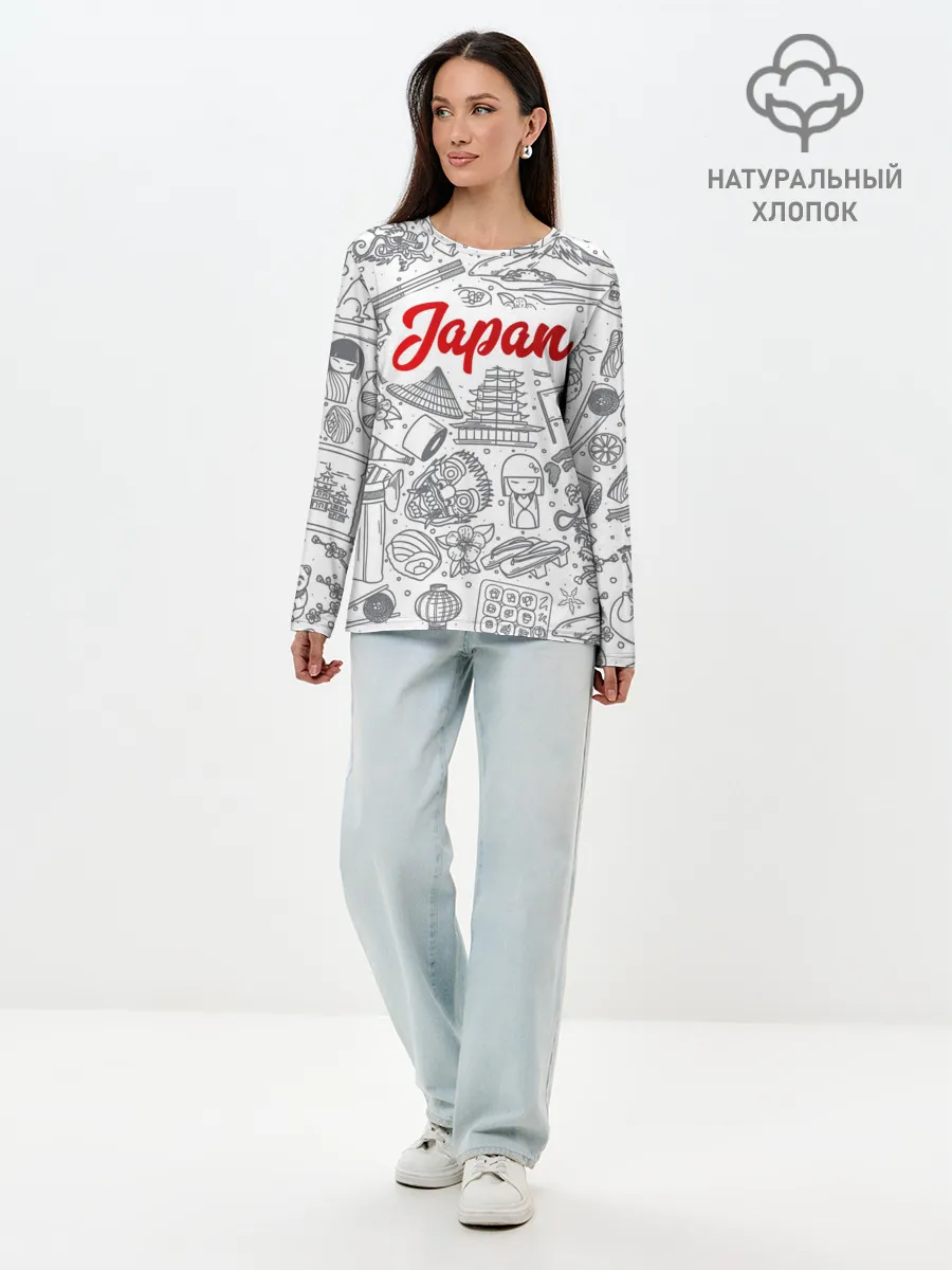 Лонгслив женский. Хлопок / Япония | Страна Восходящего Солнца