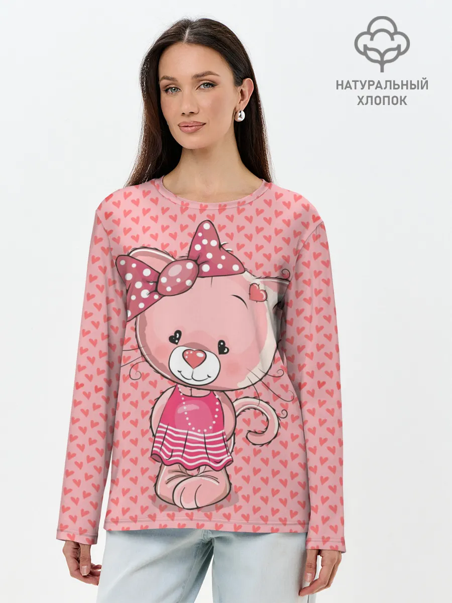Лонгслив женский. Хлопок / Котенок