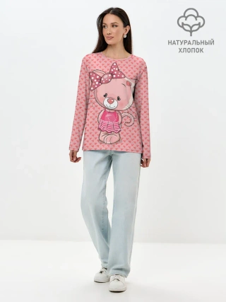 Лонгслив женский. Хлопок / Котенок