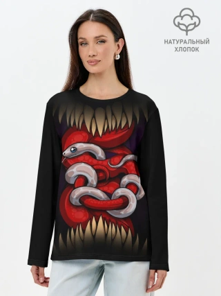 Лонгслив женский. Хлопок / monster and snake