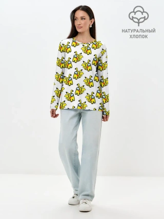 Лонгслив женский. Хлопок / Among us Pikachu