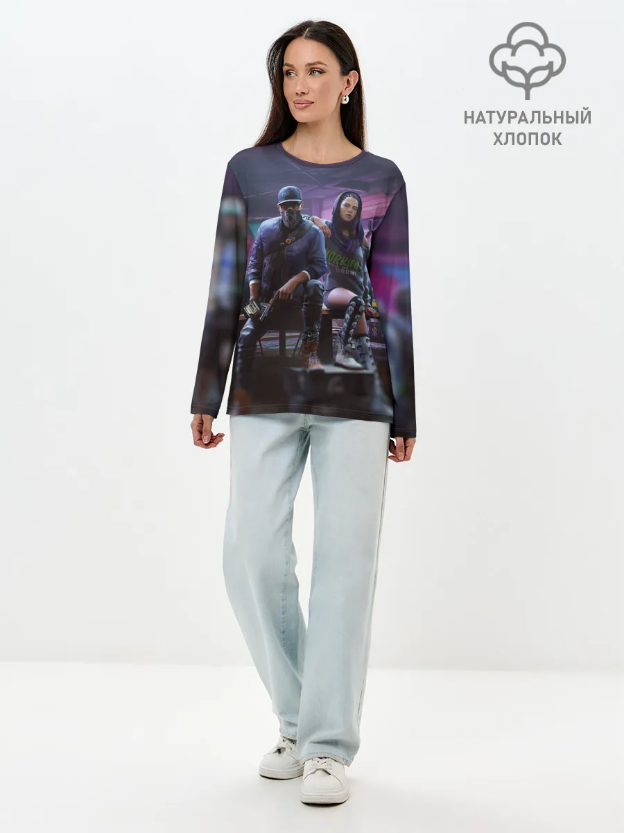 Лонгслив женский. Хлопок / Watch dogs