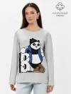 Лонгслив женский. Хлопок / Серьёзная Панда