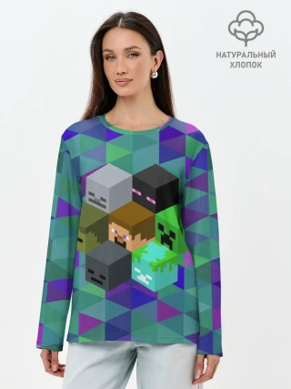 Лонгслив женский. Хлопок / Minecraft
