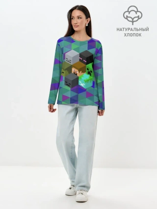 Лонгслив женский. Хлопок / Minecraft