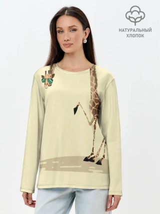 Лонгслив женский. Хлопок / жираф на шее