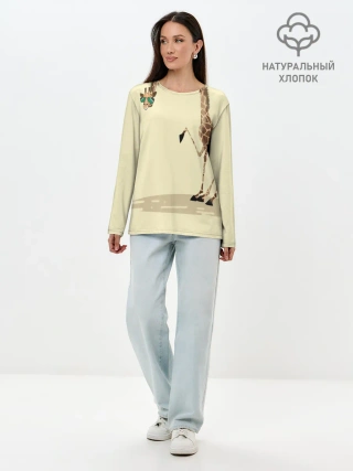 Лонгслив женский. Хлопок / жираф на шее