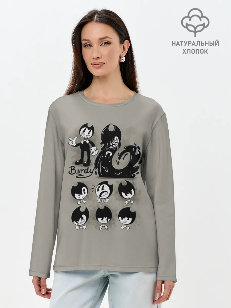 Лонгслив женский. Хлопок / Bendy And The Ink Machine