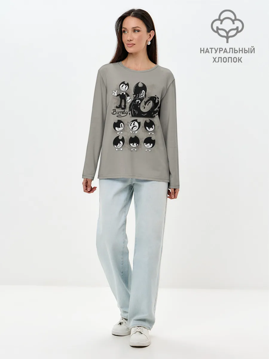 Лонгслив женский. Хлопок / Bendy And The Ink Machine