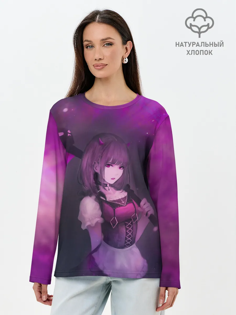 Лонгслив женский. Хлопок / Anime girl demon
