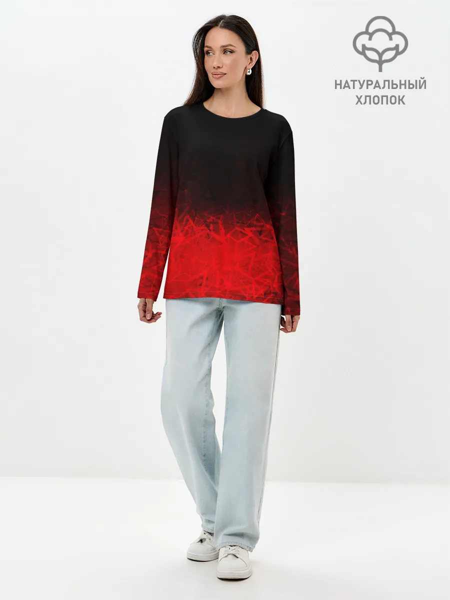 Лонгслив женский. Хлопок / КРАСНО-ЧЕРНЫЙ ГРАДИЕНТ