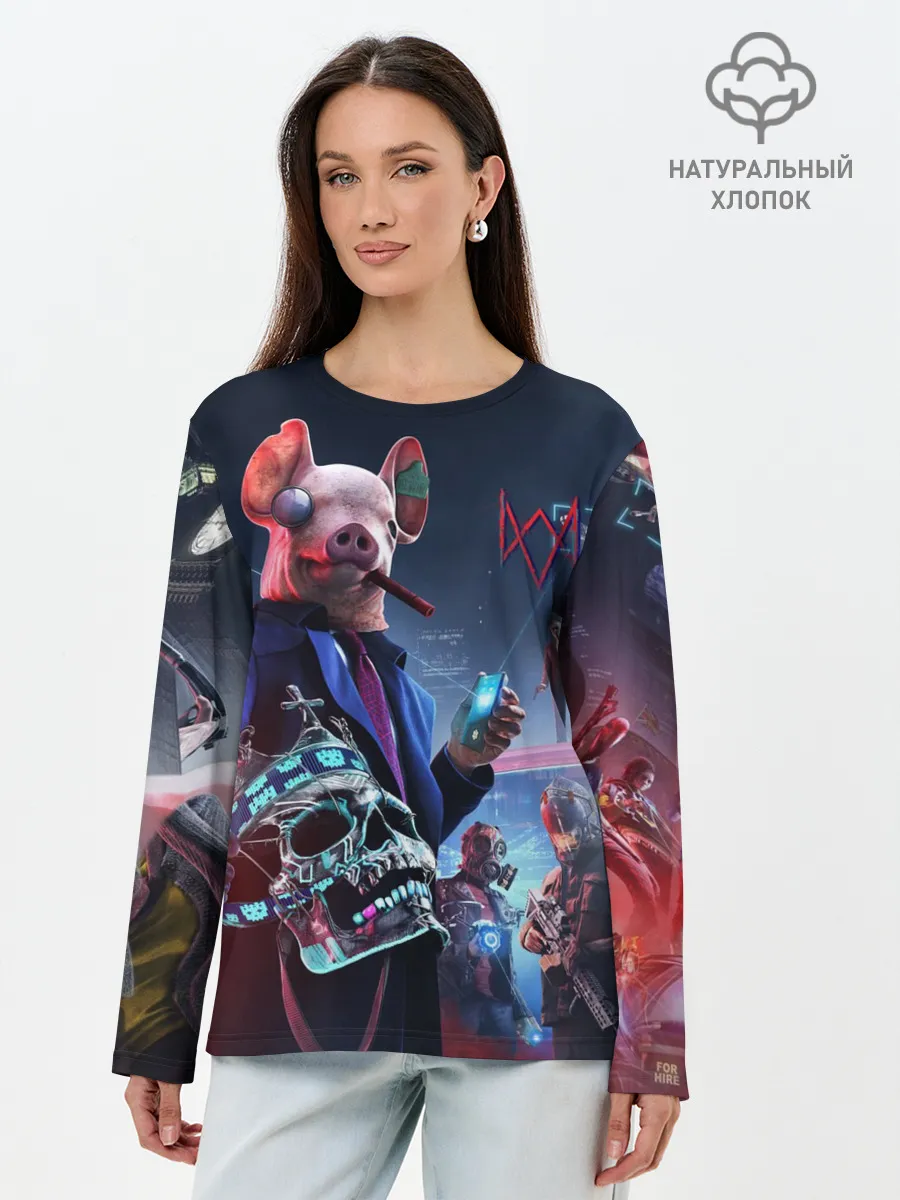 Лонгслив женский. Хлопок / Watch Dogs | Legion