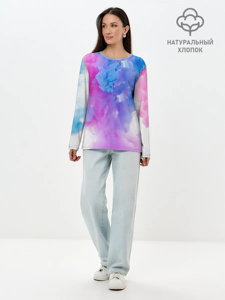 Лонгслив женский. Хлопок / дым