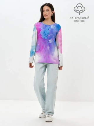 Лонгслив женский. Хлопок / дым