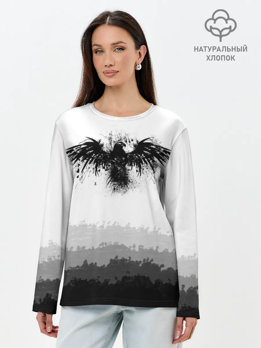 Лонгслив женский. Хлопок / ЧЁРНЫЙ ВОРОН